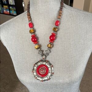 Red and Silver Bohemian Necklace